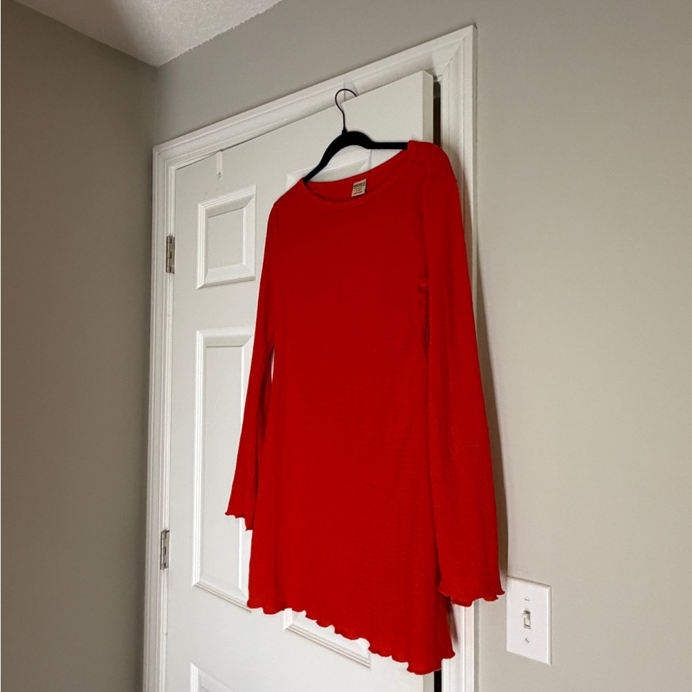 Forever 21 Red Textured Long Sleeve Top